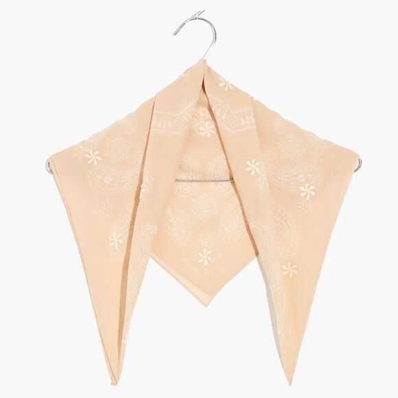 NEW Madewell Embroidered‎ Organic Cotton Bandana, muted shell - Picture 1 of 6